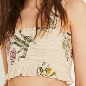 UO Smocked Floral Crop Top